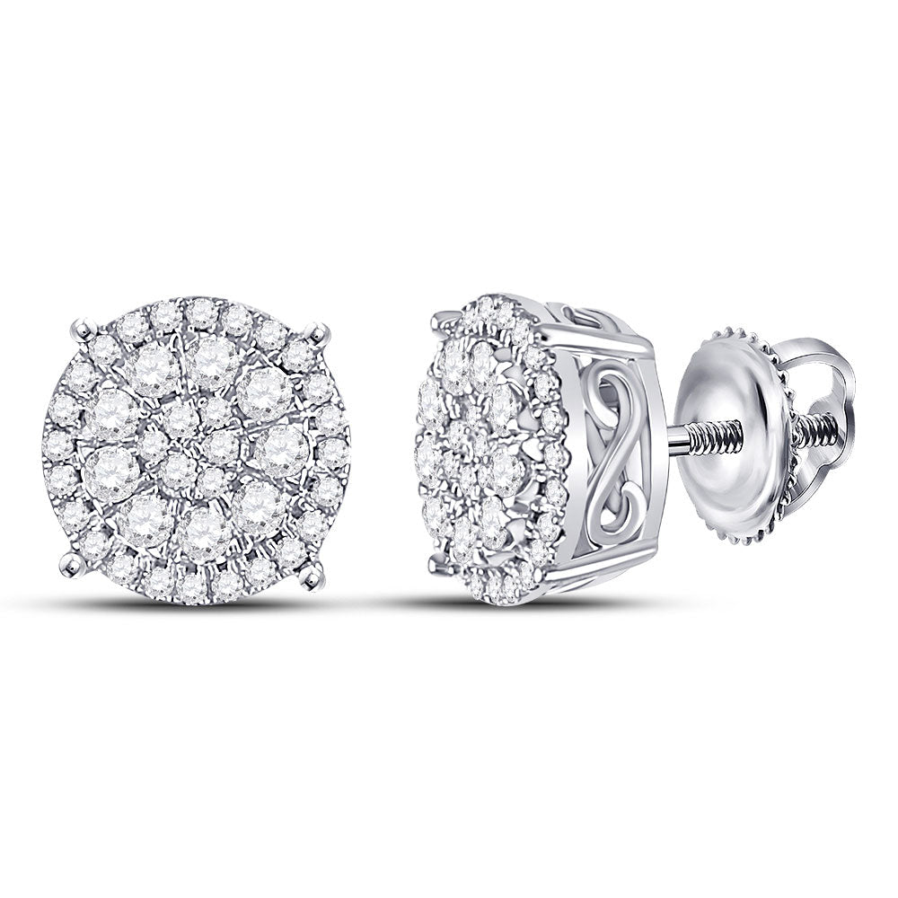 10kt White Gold Sparkling Diamond Circle Cluster Earrings - Splendid Jewellery