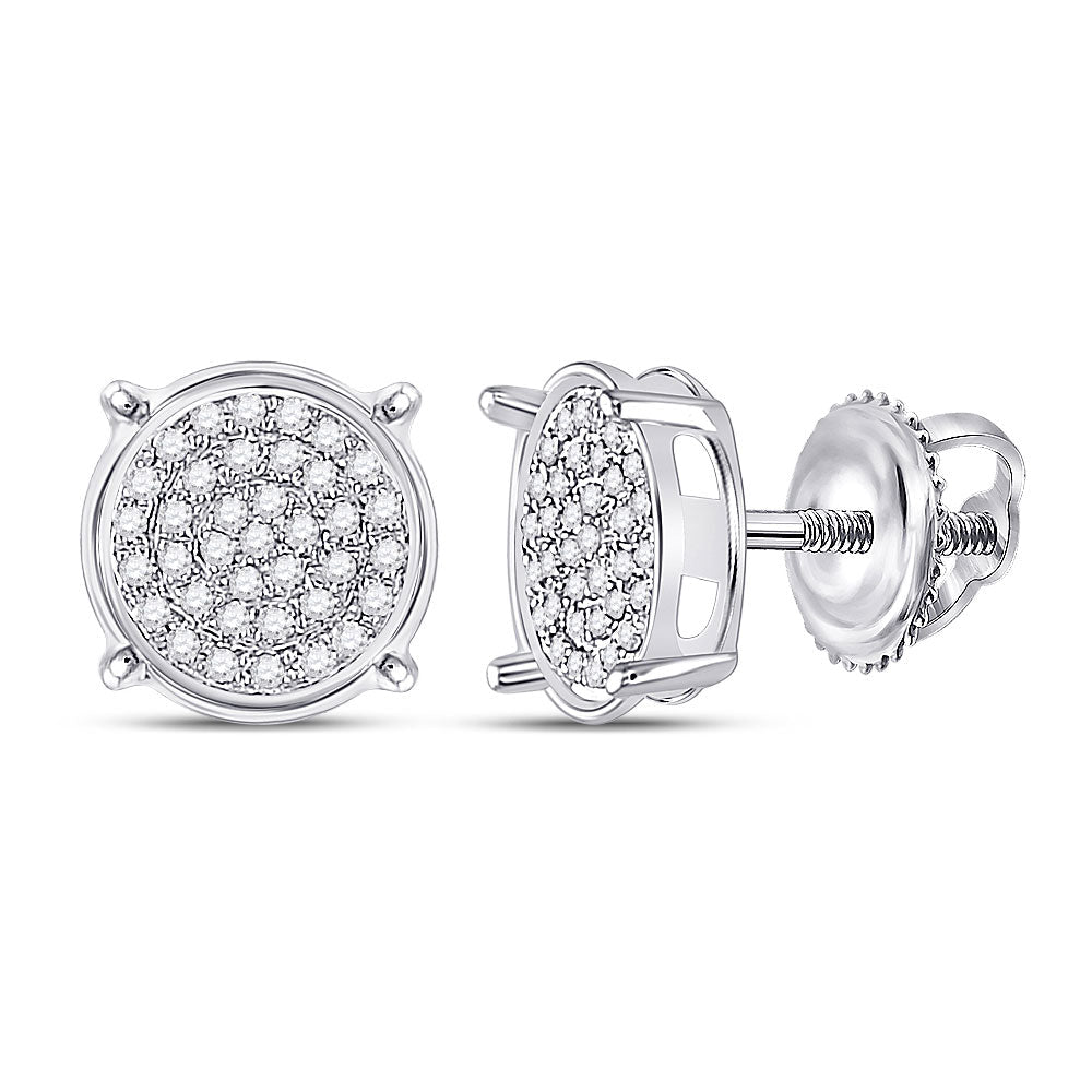 10kt White Gold Sparkling Diamond Circle Earrings: Timeless Elegance in White Gold - Splendid Jewellery