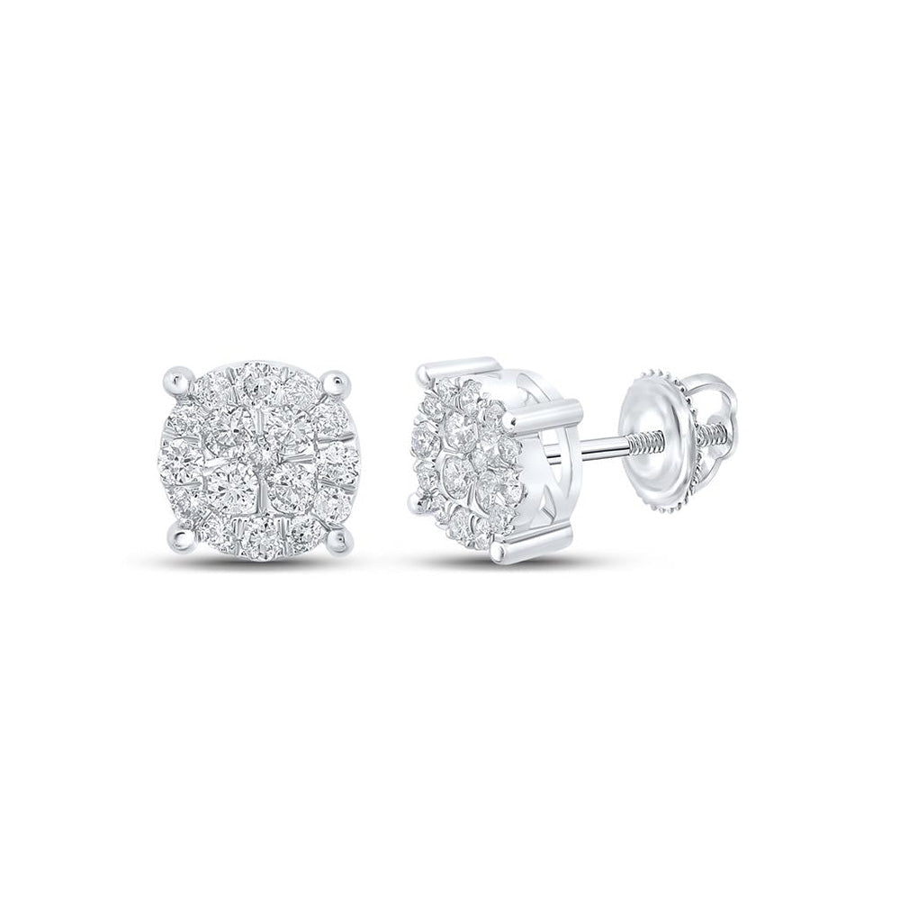 10kt White Gold Sparkling Diamond Cluster Earrings - A Dazzling Delight - Splendid Jewellery
