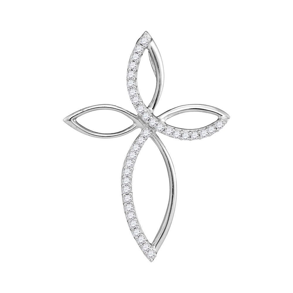 10kt White Gold Sparkling Diamond Cross Pendant - A Symbol of Elegance and Grace - Splendid Jewellery