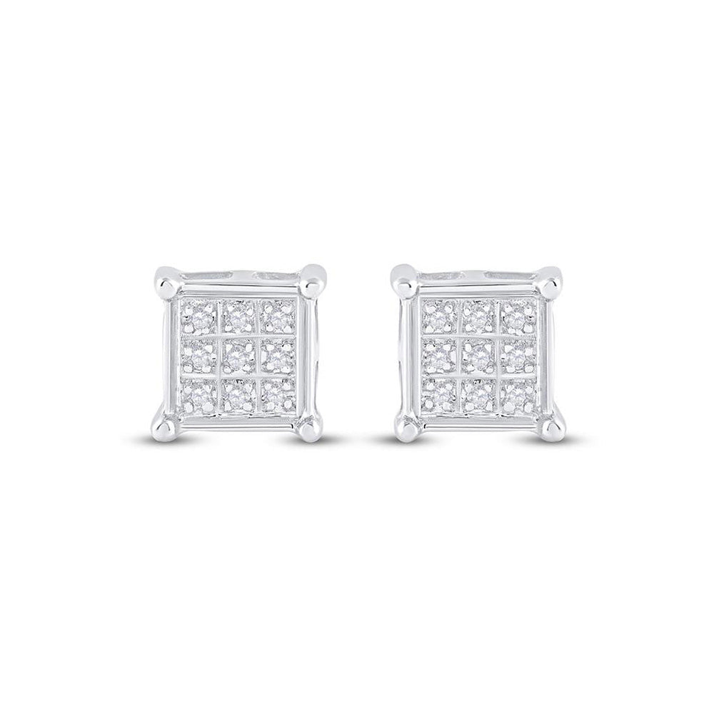 10kt White Gold Square Diamond Earrings - Timeless Elegance and Sparkling Sophistication - Splendid Jewellery
