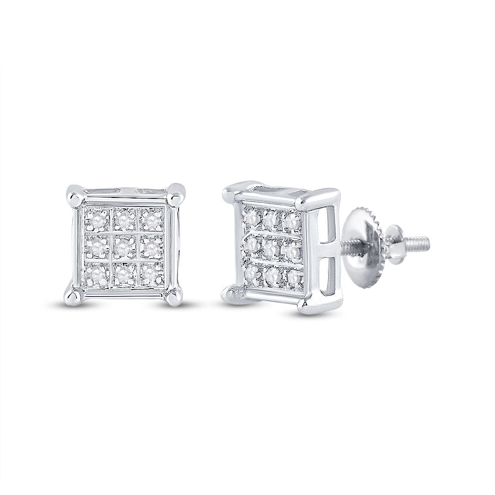 10kt White Gold Square Diamond Earrings - Timeless Elegance and Sparkling Sophistication - Splendid Jewellery