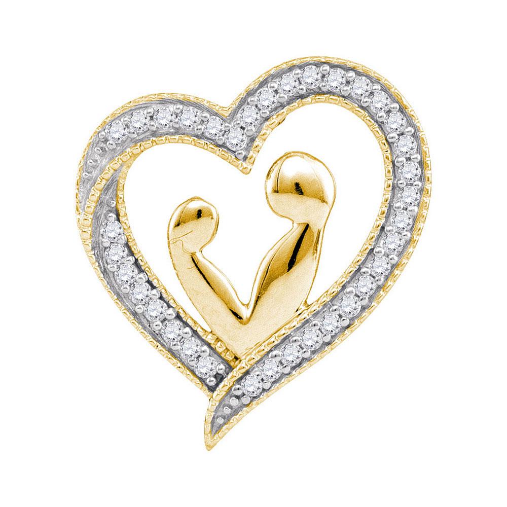 10kt Yellow Gold Diamond Heart Mother Child Embrace Pendant - Splendid Jewellery