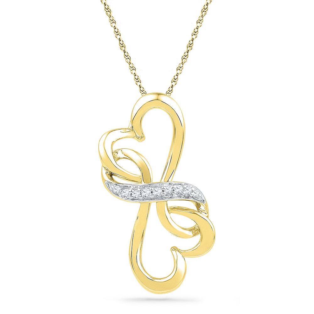 10kt Yellow Gold Double Heart Diamond Pendant - Symbol of Love and Elegance - Splendid Jewellery