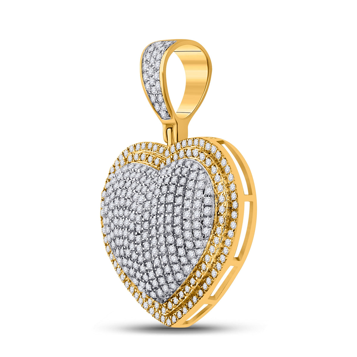 10kt Yellow Gold Men's Heart Diamond Charm Pendant - 1 Cttw | Splendid Jewellery - Splendid Jewellery