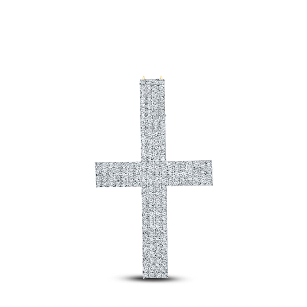 10kt Yellow Gold Men's Round Diamond Cross Charm Pendant - Exquisite Brilliance - Splendid Jewellery
