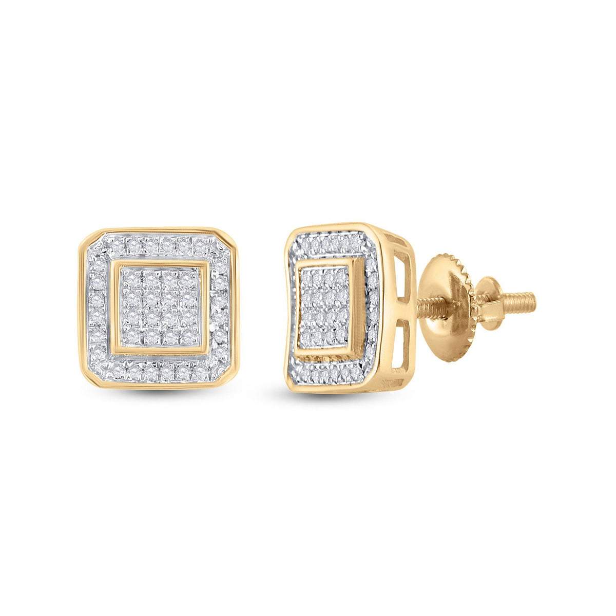 10kt Yellow Gold Men's Square Diamond Earrings - 1/4 Ct.t.w. - Splendid Jewellery