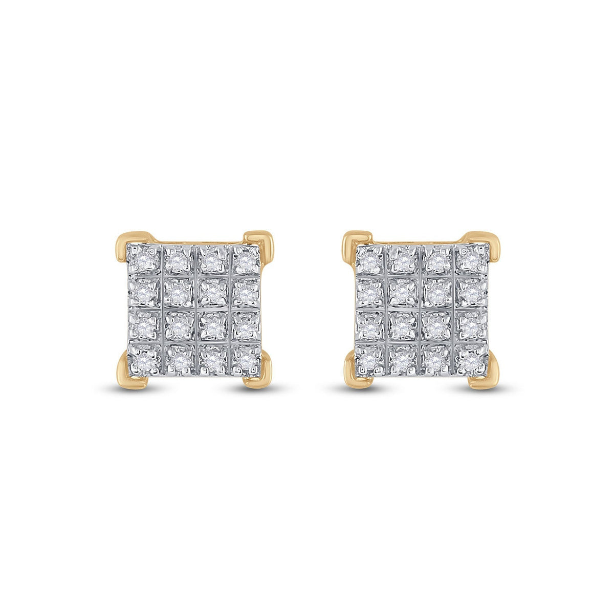 10kt Yellow Gold Square Diamond Earrings: A Timeless Masterpiece - Splendid Jewellery