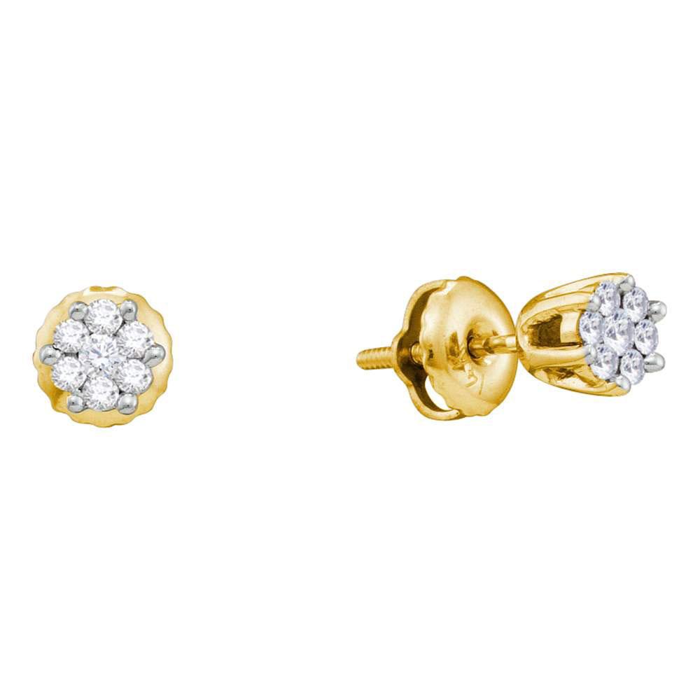 14kt Golden Blossom Diamond Cluster Earrings - Splendid Jewellery