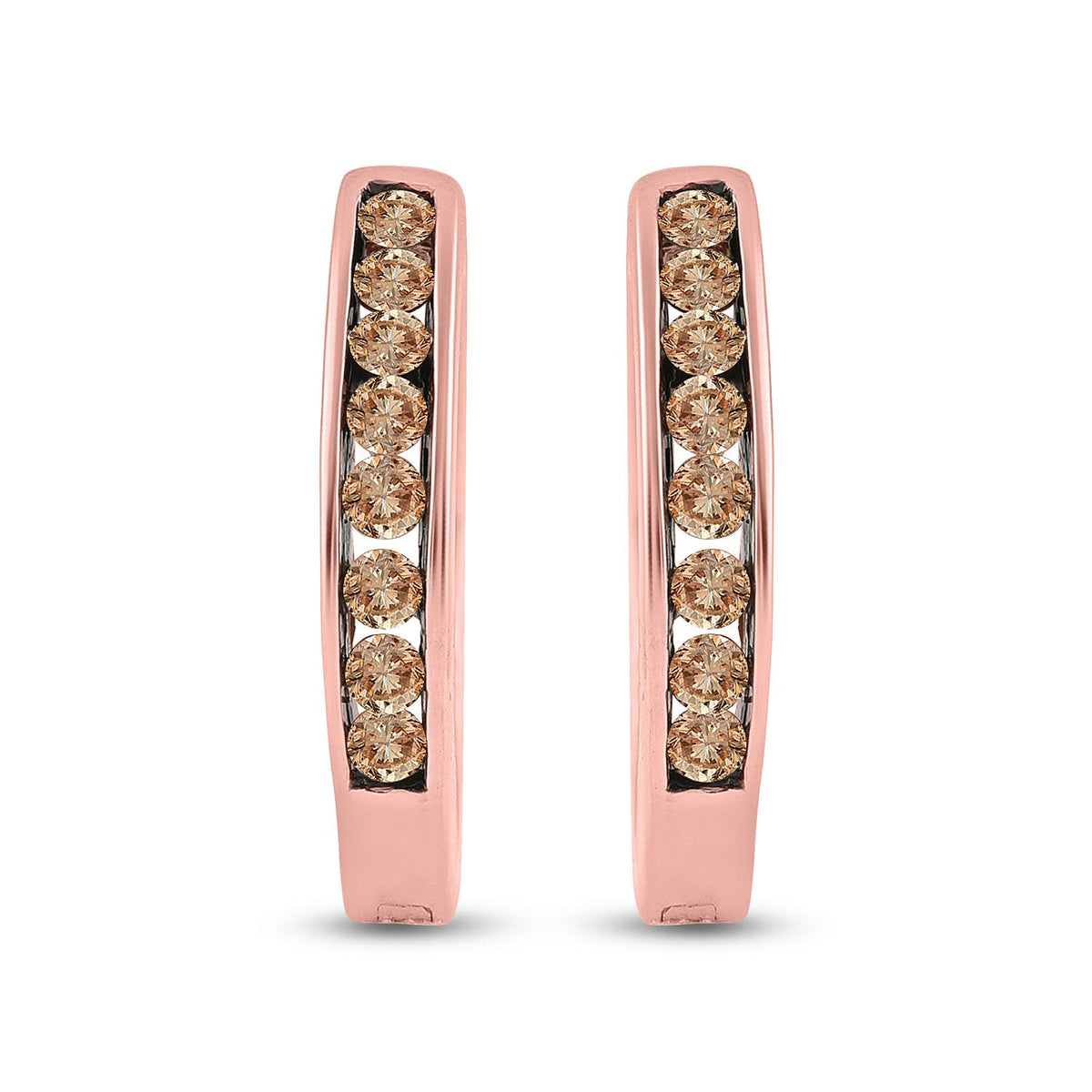 14kt Rose Gold Brown Diamond Hoop Earrings: Timeless Elegance and Sophistication - Splendid Jewellery