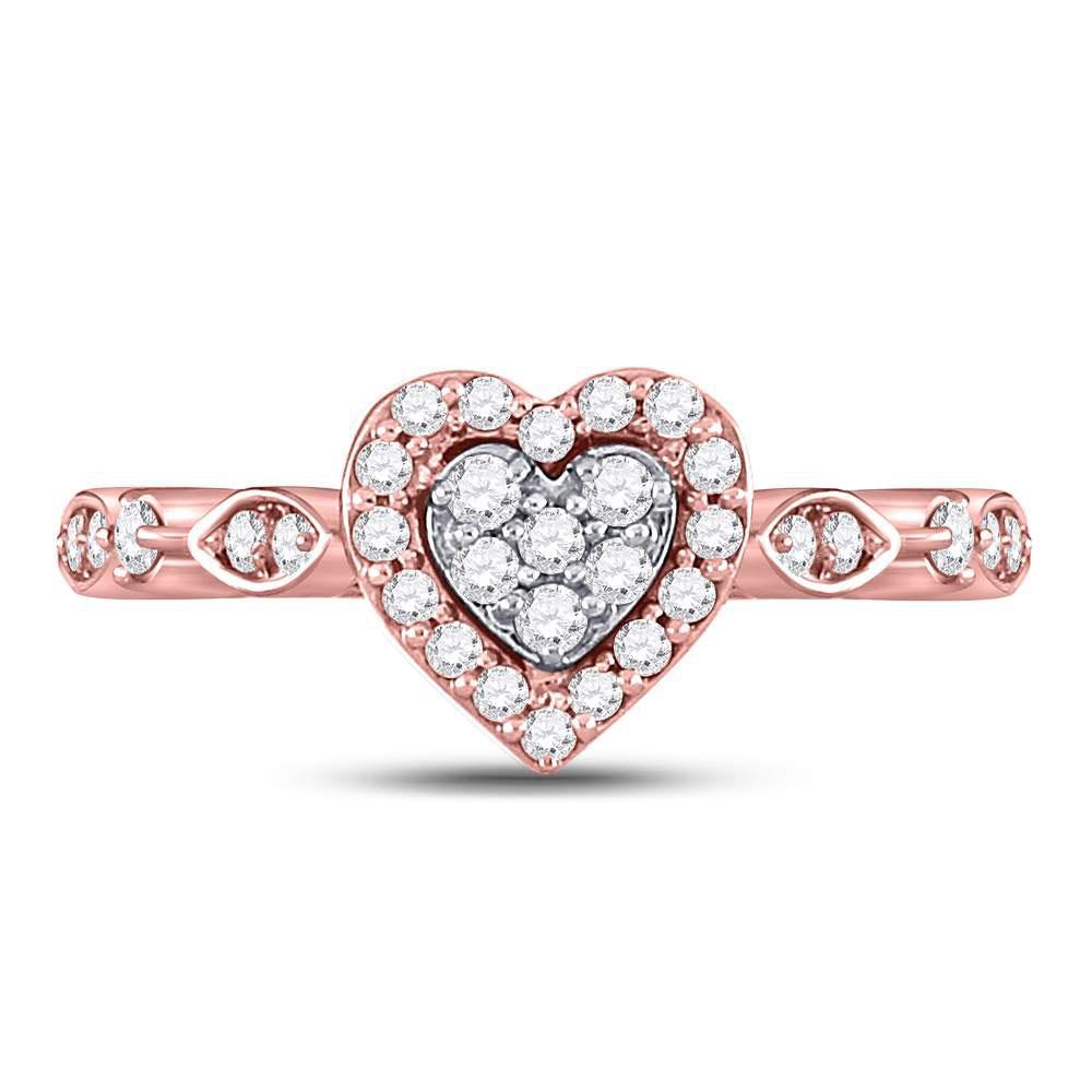 14kt Rose Gold Diamond Heart Cluster Ring - A Captivating Symbol of Love and Elegance - Splendid Jewellery