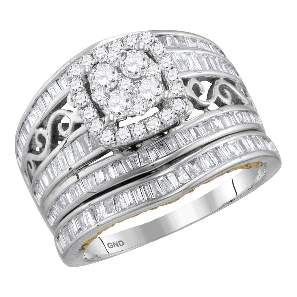 14kt Two - tone Gold Diamond Cluster Bridal Wedding Ring Band Set - Eternal Love Brilliance - Splendid Jewellery