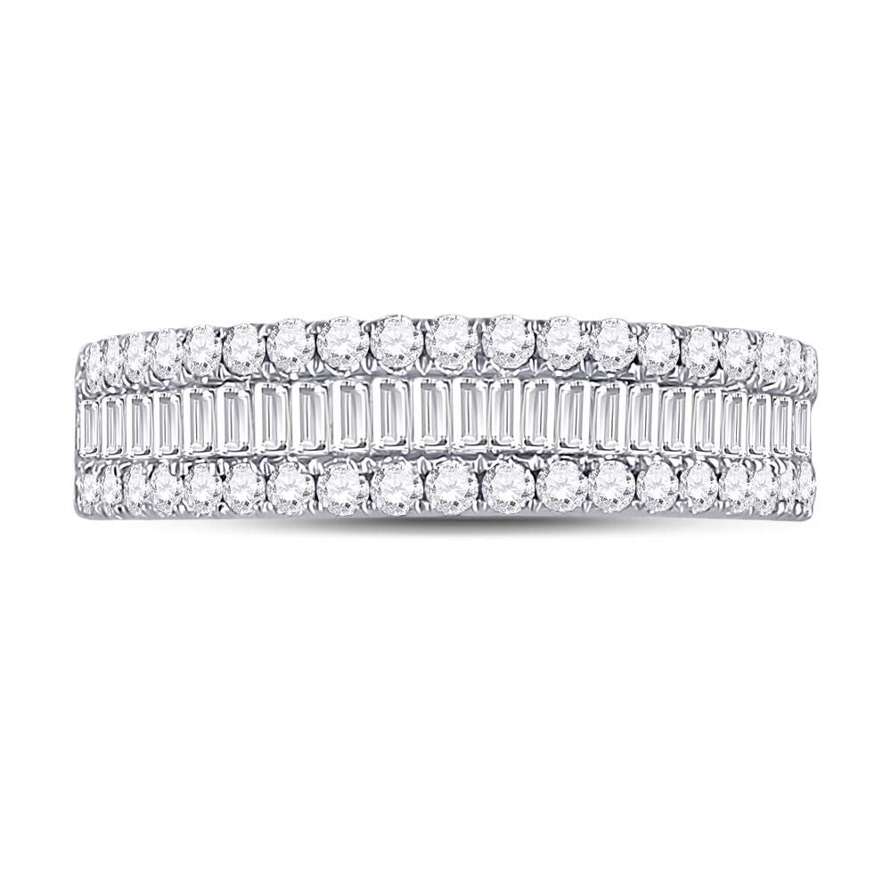 14kt White Gold Baguette and Round Diamond Fashion Anniversary Ring - A Timeless Sparkle - Splendid Jewellery