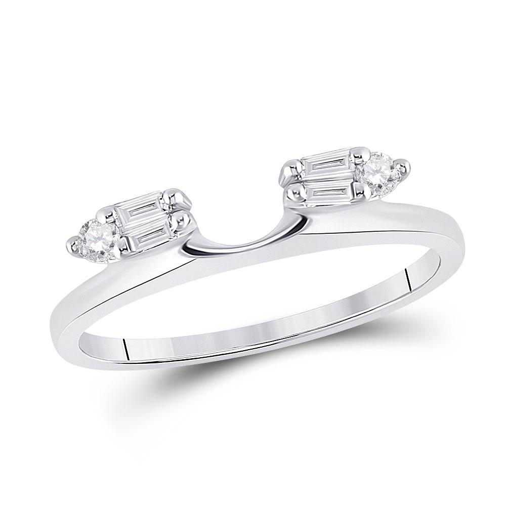14kt White Gold Baguette Diamond Solitaire Enhancer Ring Wrap - A Radiant Touch of Elegance - Splendid Jewellery