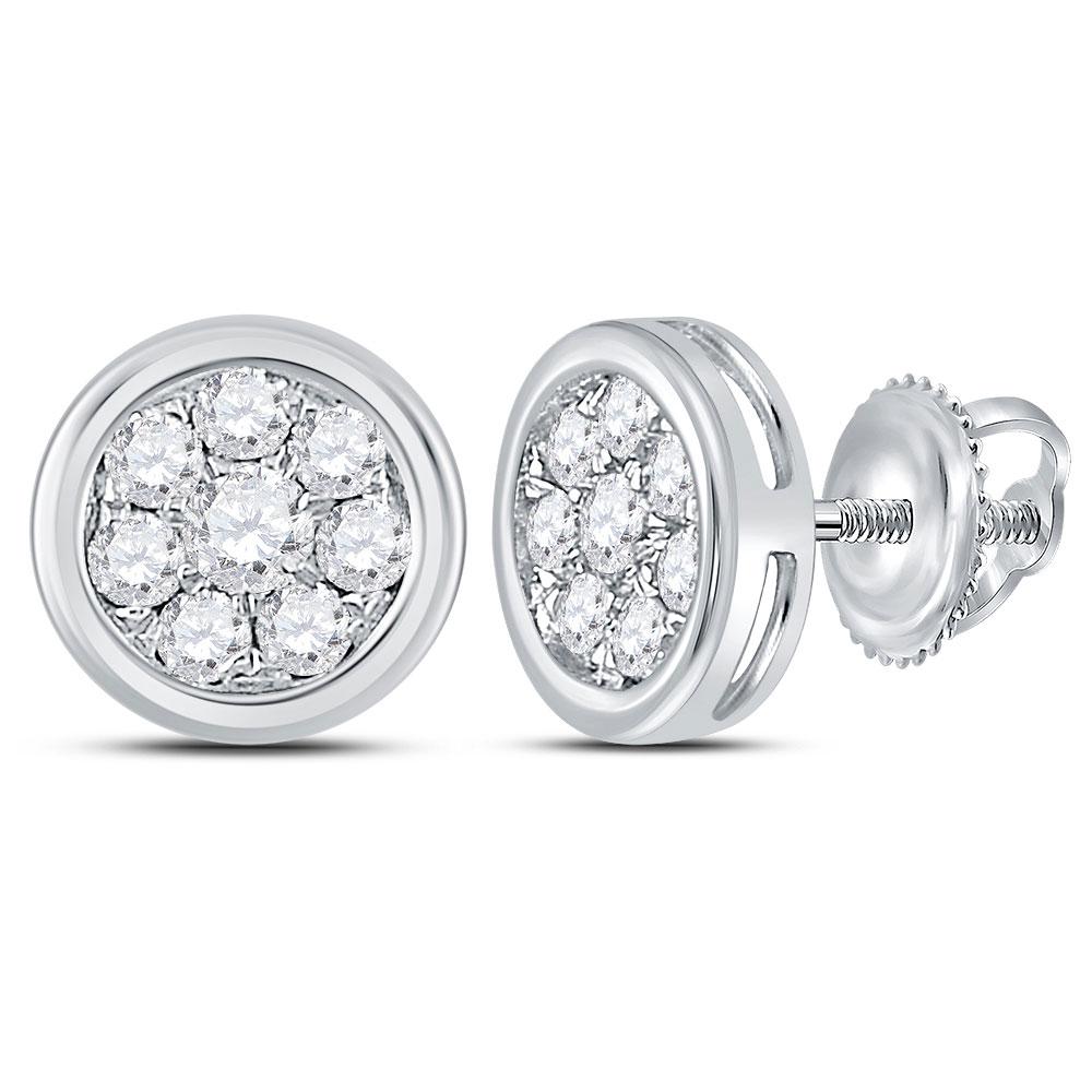 14kt White Gold Cluster Brilliance Stud Earrings - Splendid Jewellery