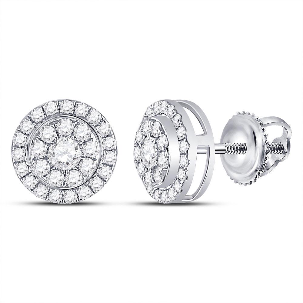 14kt White Gold Dazzling Diamond Cluster Stud Earrings - Splendid Jewellery