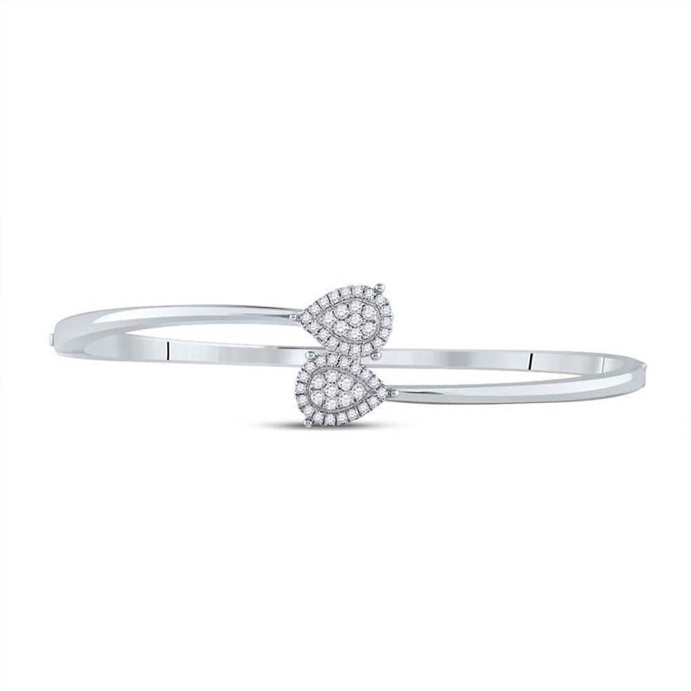 14kt White Gold Diamond and Blue Sapphire Bypass Cluster Bracelet - Splendid Jewellery