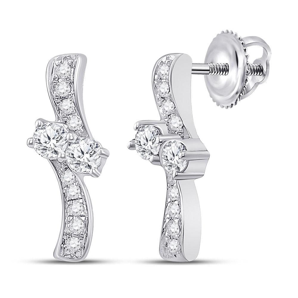 14kt White Gold Diamond Bypass Drop Earrings - Elegant Brilliance - Splendid Jewellery