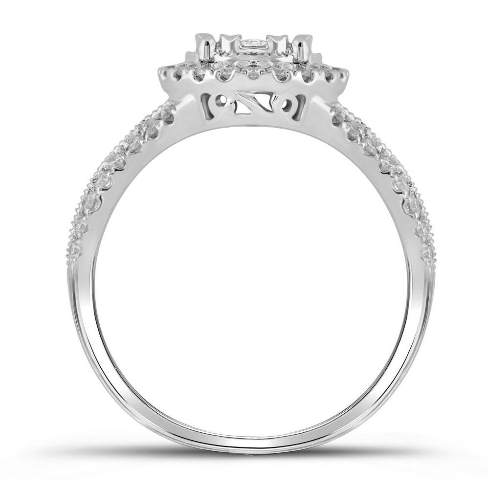 14kt White Gold Diamond Cluster Wedding Ring Set - Splendid Jewellery