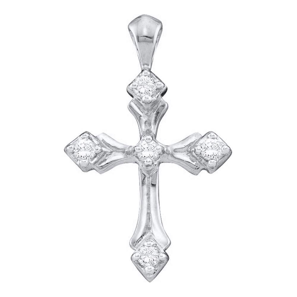 14kt White Gold Diamond Cross Pendant - A Radiant Symbol of Faith and Elegance - Splendid Jewellery