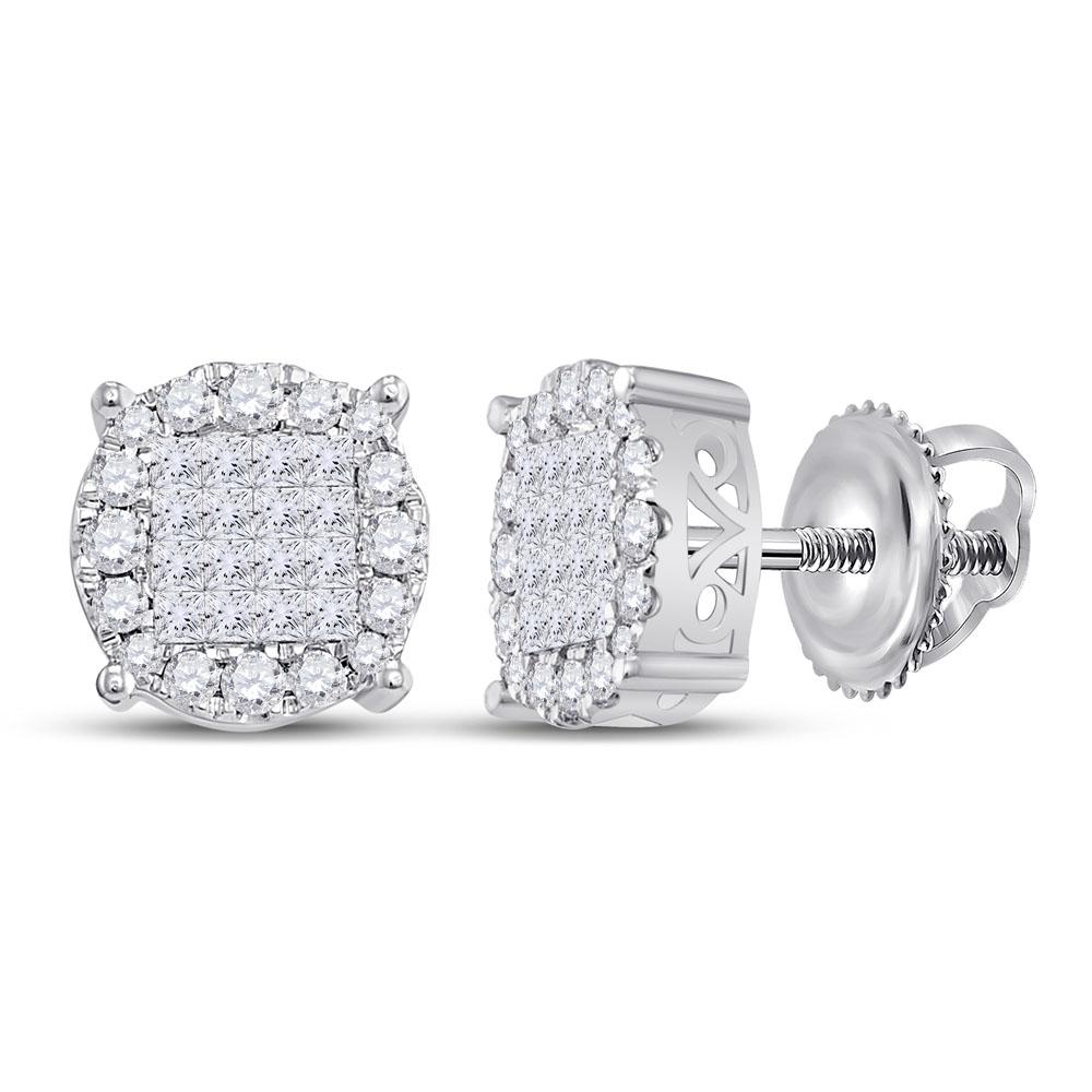 14kt White Gold Princess Diamond Cluster Earrings: A Dazzling Symphony of Brilliance - Splendid Jewellery