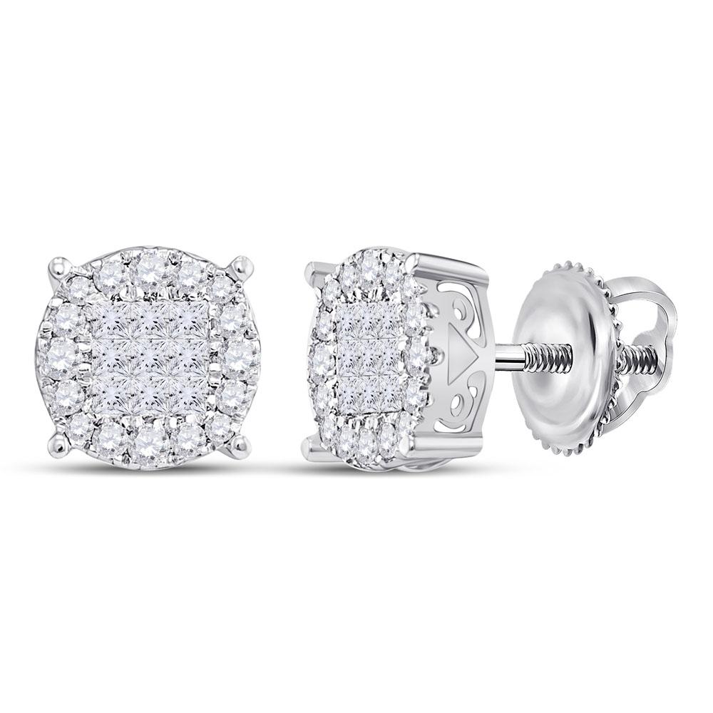 14kt White Gold Princess Diamond Cluster Earrings: A Mesmerizing Masterpiece - Splendid Jewellery