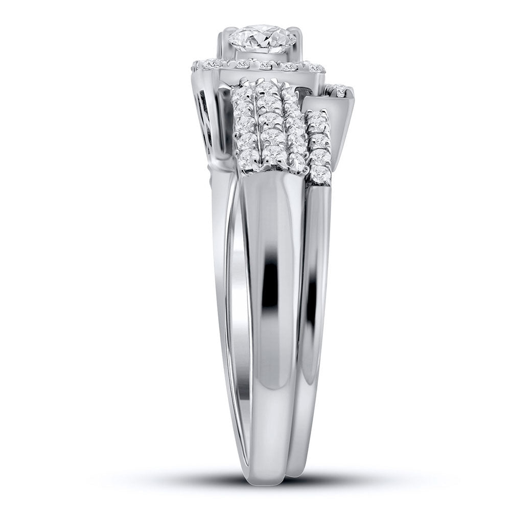 14kt White Gold Princess Diamond Wedding Ring Band Set - A Captivating Celebration of Love and Elegance - Splendid Jewellery