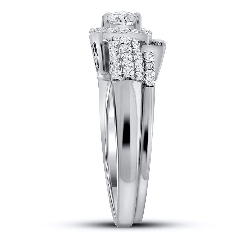 14kt White Gold Princess Diamond Wedding Ring Band Set - A Captivating Celebration of Love and Elegance - Splendid Jewellery