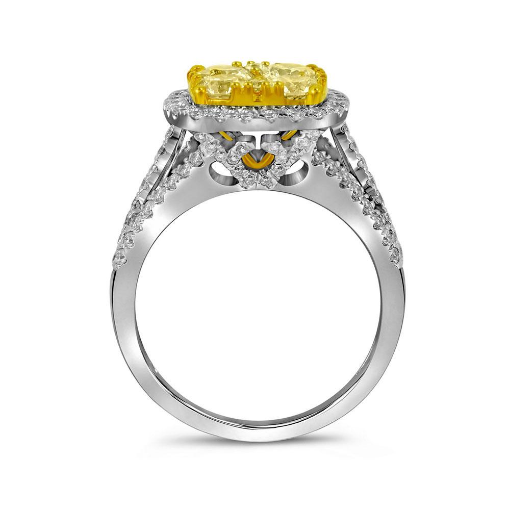 14kt White Gold Radiant Sunburst Diamond Bridal Wedding Engagement Ring - Splendid Jewellery