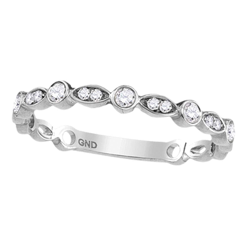 14kt White Gold Sparkling Diamond Stackable Band Ring - Splendid Jewellery