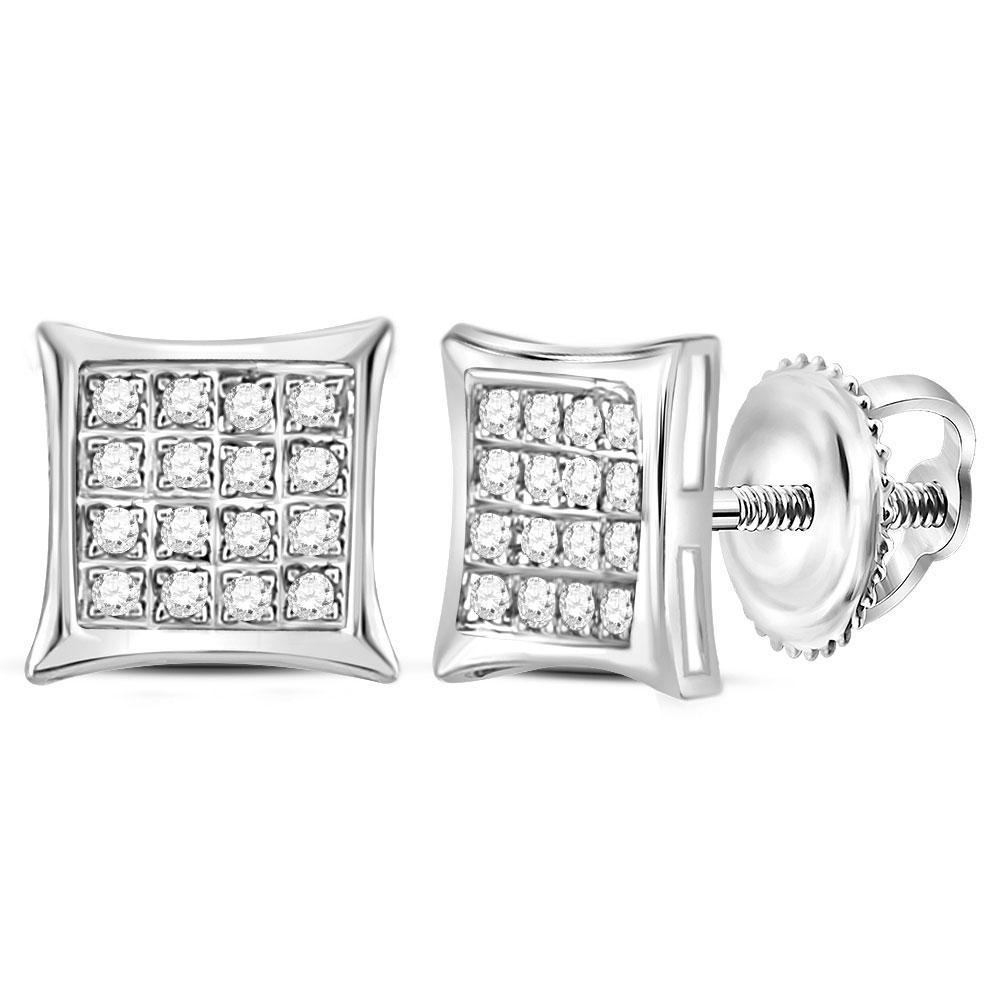14kt White Gold Square Kite Cluster Diamond Stud Earrings - Dazzling Brilliance - Splendid Jewellery