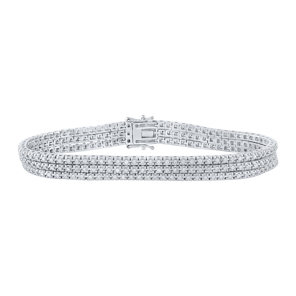 14kt White Gold Triple Row Diamond Fashion Bracelet - 1 - 3/4 Cttw | Splendid Jewellery - Splendid Jewellery
