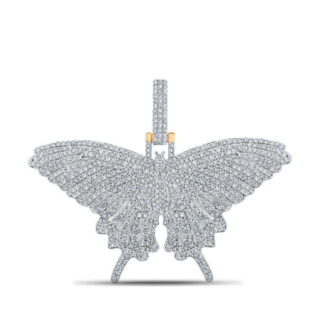 14kt Yellow Gold Men's Round Diamond Butterfly Moth Charm Pendant - 2 - 3/4 Cttw | Splendid Jewellery - Splendid Jewellery
