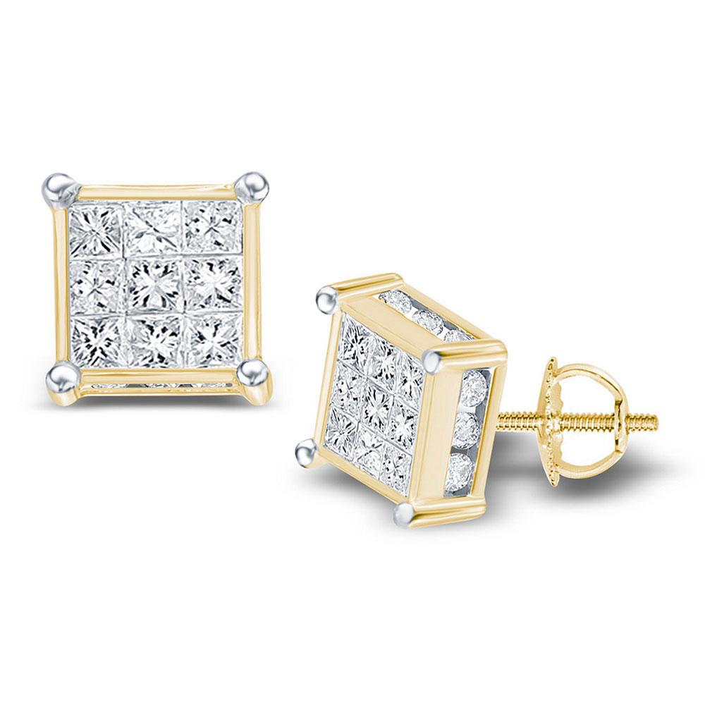 14kt Yellow Gold Princess Diamond Cluster Stud Earrings: A Captivating Brilliance - Splendid Jewellery