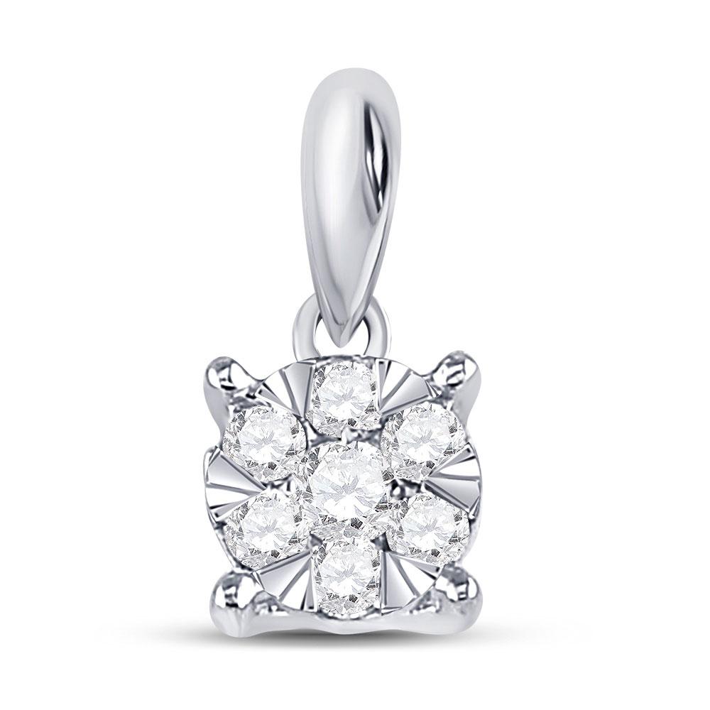 7 - Diamond Brilliance: 14kt White Gold Cluster Pendant - Splendid Jewellery