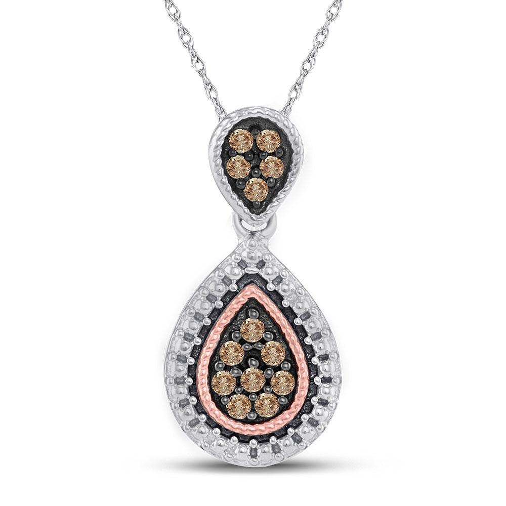 Brown Diamond Teardrop Cluster Pendant - A Captivating Elegance - Splendid Jewellery
