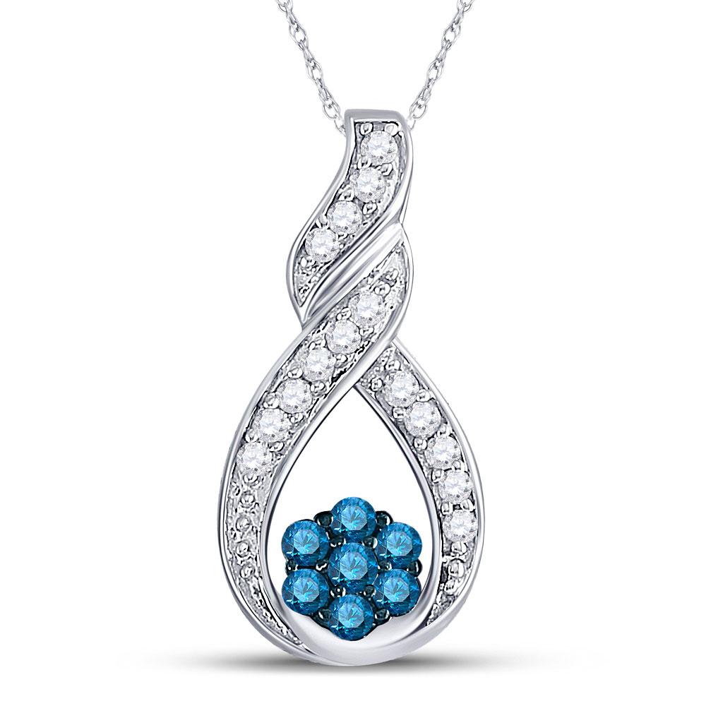 Captivating Blue Diamond Cluster Pendant - Splendid Jewellery