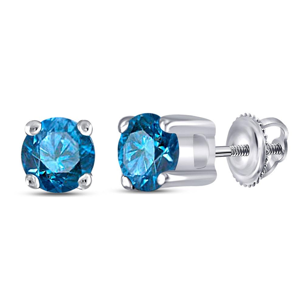 Captivating Blue Diamond Stud Earrings in 10kt White Gold - Splendid Jewellery