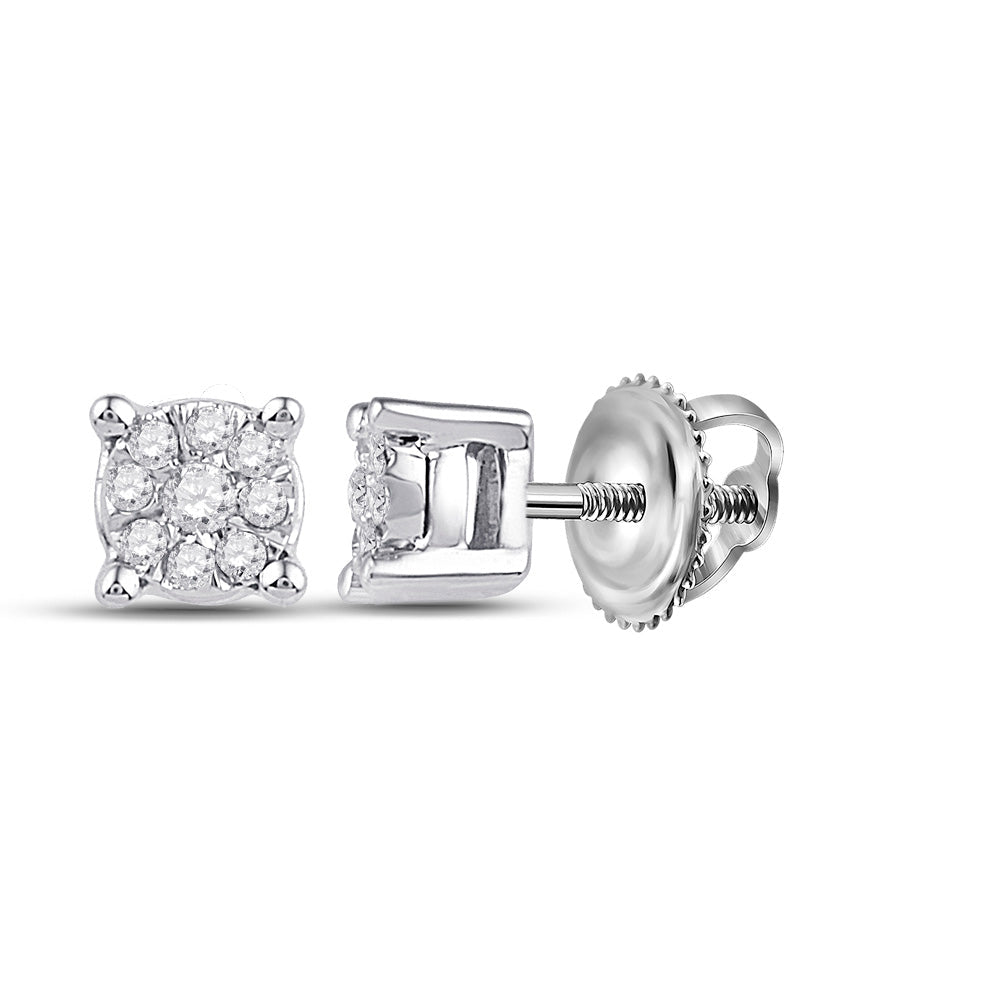 Captivating Brilliance: 10kt White Gold Diamond Cluster Earrings - Splendid Jewellery