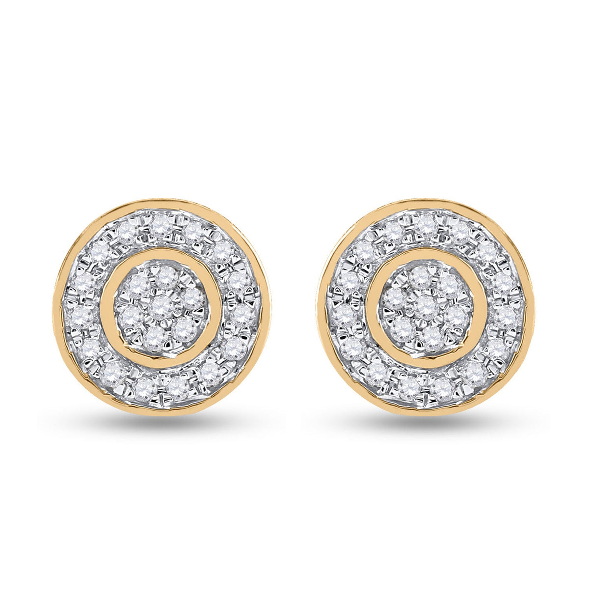 Captivating Brilliance: 10kt Yellow Gold Womens Round Diamond Cluster Earrings 1/2 Cttw - Splendid Jewellery