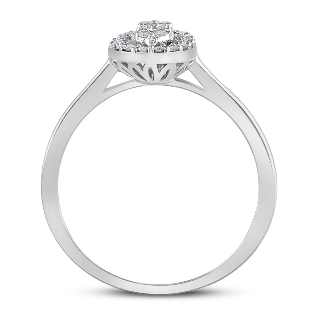 Captivating Brilliance: 14kt White Gold Women's Diamond Cluster Ring - Splendid Jewellery