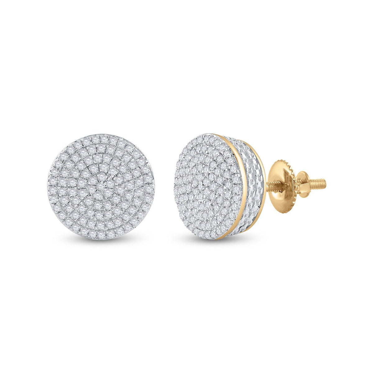 Captivating Cluster of Brilliance: 10kt Yellow Gold Womens Round Diamond Circle Cluster Earrings 1/3 Cttw - Splendid Jewellery