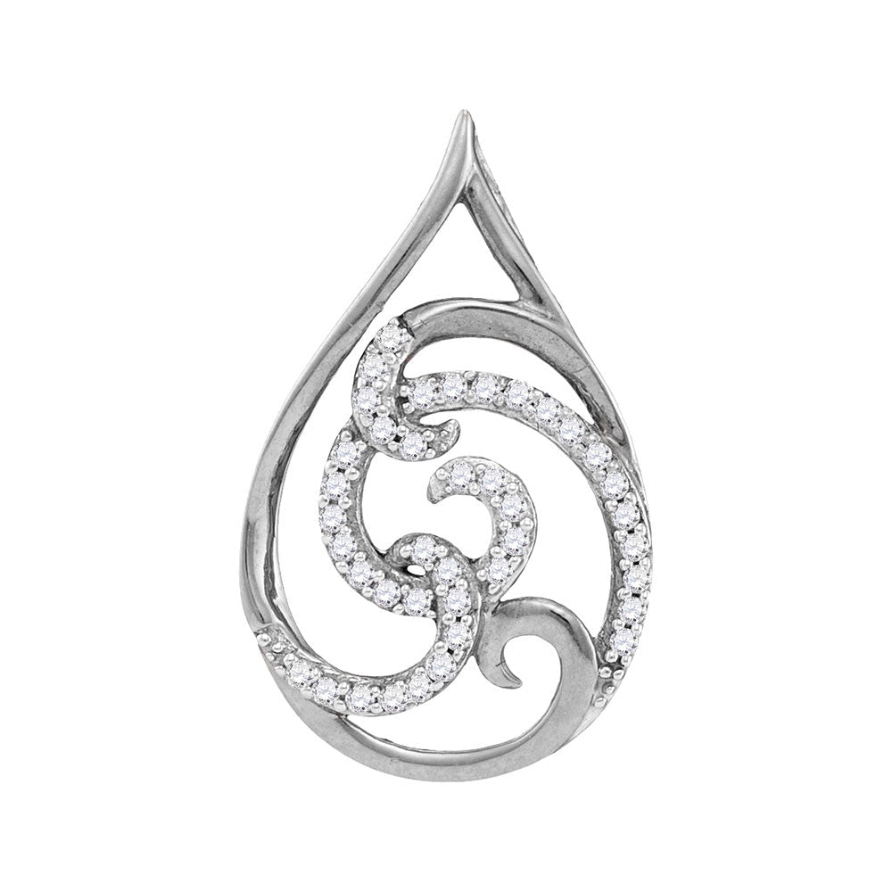 Captivating Curl Teardrop Diamond Pendant in Two - Tone Gold - Splendid Jewellery