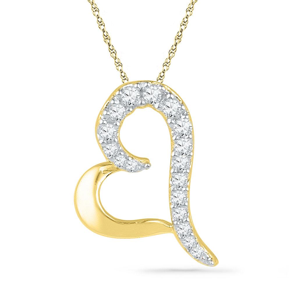 Captivating Love and Diamond Heart Pendant in 10kt Yellow Gold - Splendid Jewellery