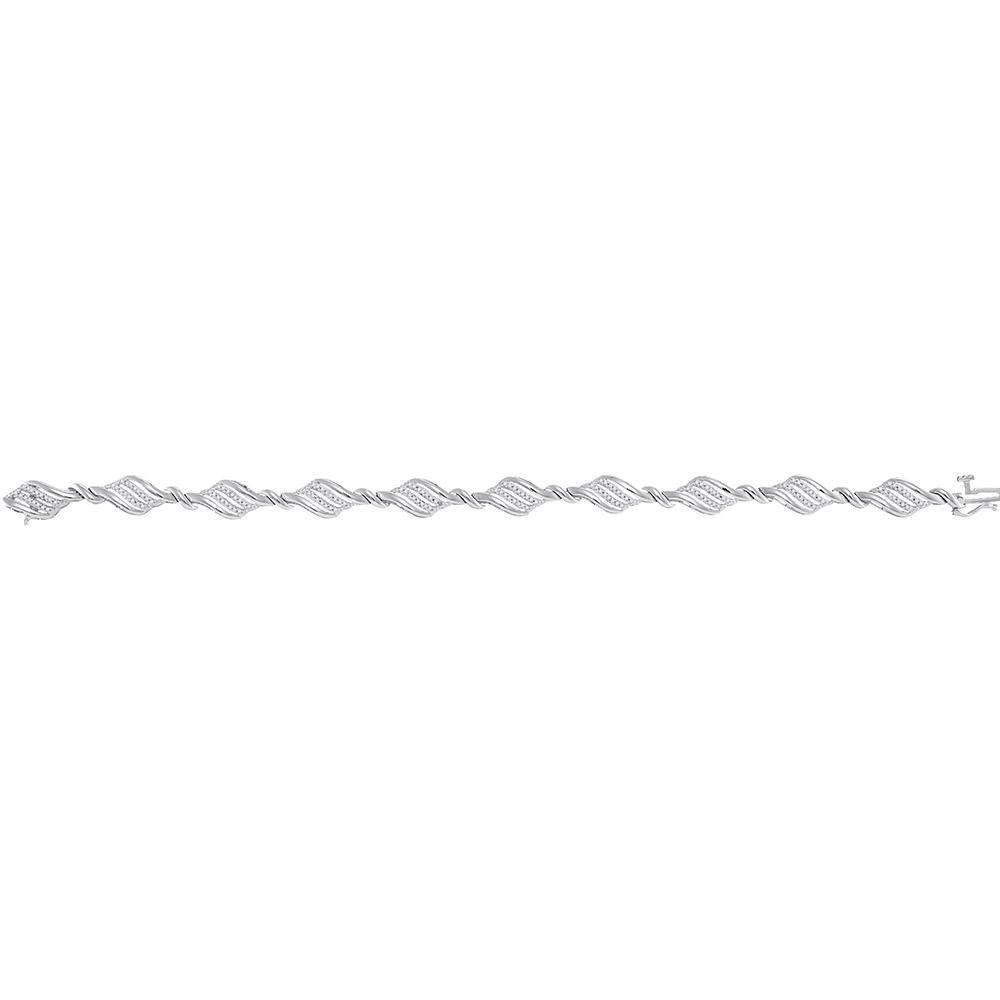 Dazzling 10kt White Gold Womens Round Diamond Fashion Bracelet 1/2 Cttw - Splendid Jewellery