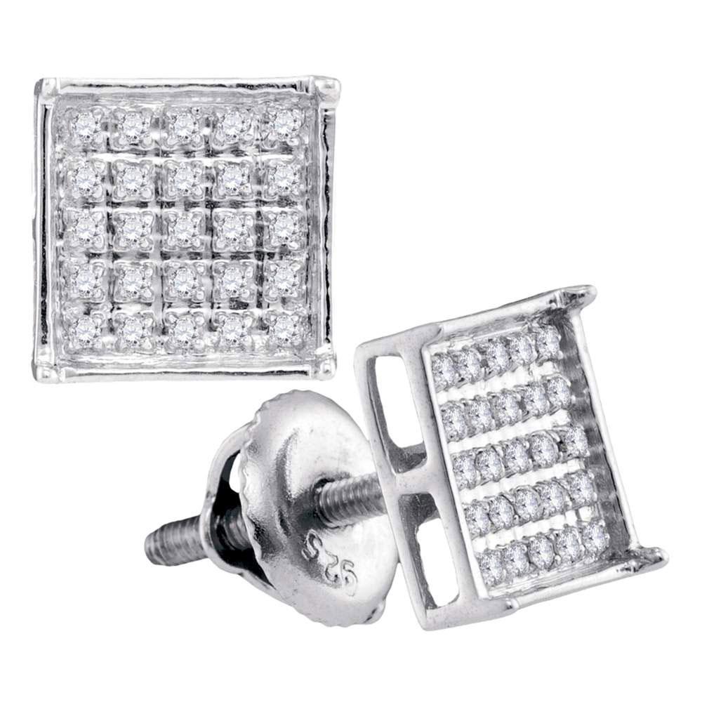 Dazzling 14kt White Gold Square Cluster Diamond Earrings - Splendid Jewellery