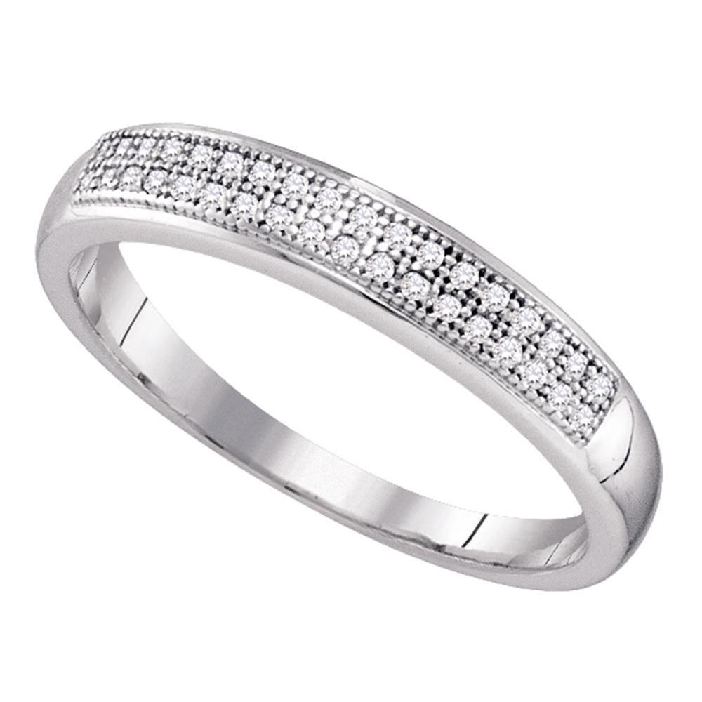 Dazzling Brilliance | 10kt White Gold Womens Round Diamond Pave Band Ring 1/10 Cttw - Splendid Jewellery