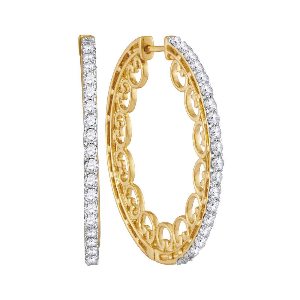Dazzling Brilliance: 10kt Yellow Gold Diamond Pave Hoop Earrings - Splendid Jewellery