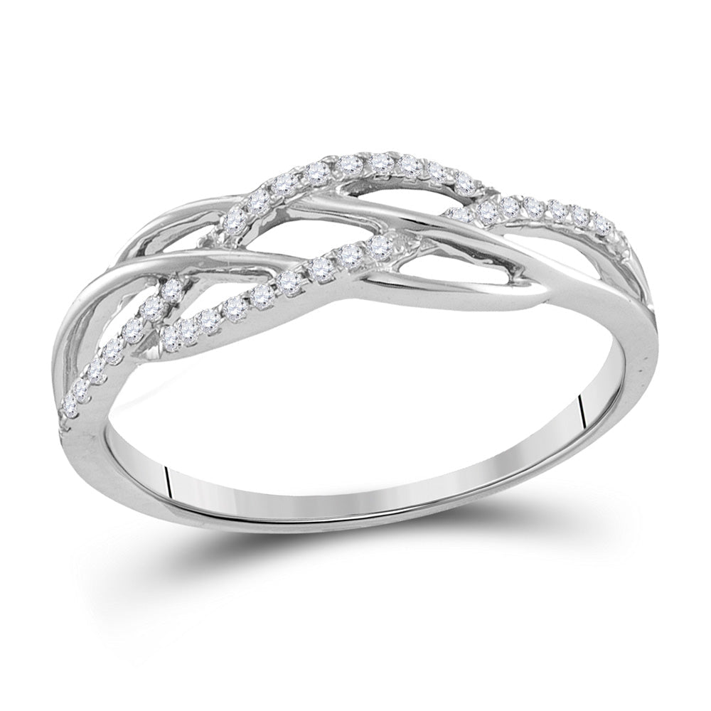 Dazzling Brilliance Diamond Band | 10kt White Gold Womens Round Diamond Band Ring 1/8 Cttw - Splendid Jewellery