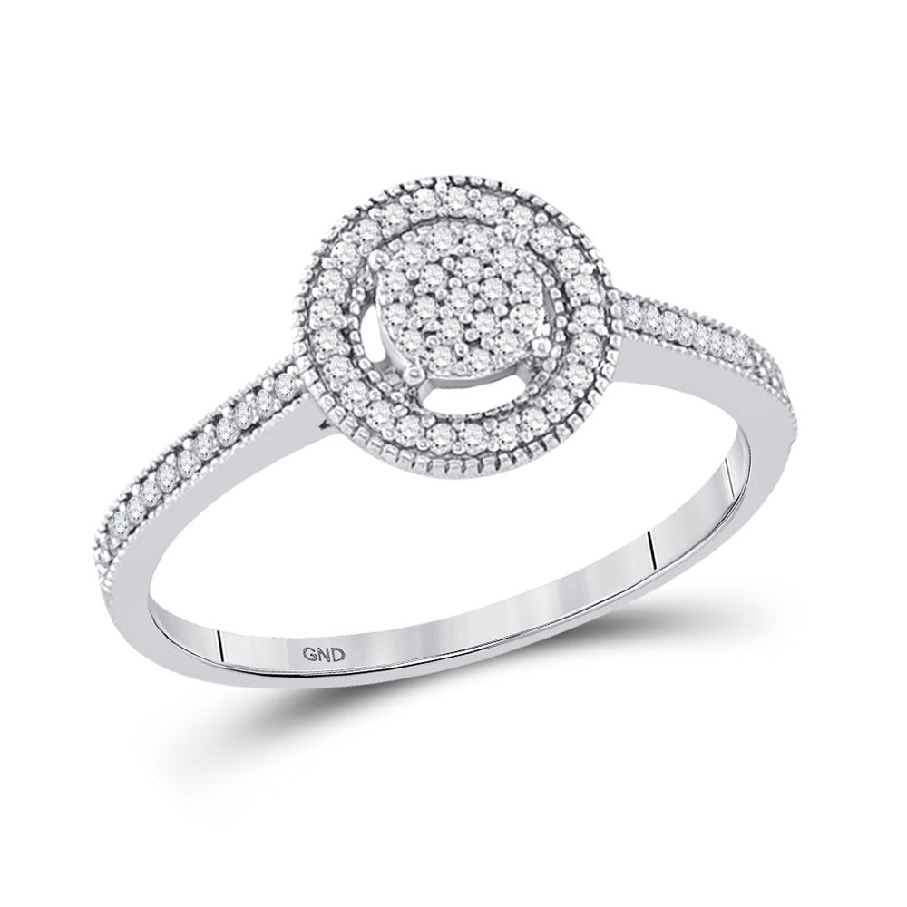 Dazzling Circle of Diamonds Ring | 10kt White Gold Womens Round Diamond Cluster Ring 1/5 Cttw - Splendid Jewellery